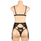 SUBBLIME - SET THREE PIECES SET BRA + GARTER BELT + THONG S/M