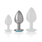 INTENSE - ALUMINUM METAL ANAL PLUG WITH BLUE GLASS SIZE M