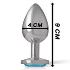 INTENSE - ALUMINUM METAL ANAL PLUG WITH BLUE CRYSTAL SIZE L