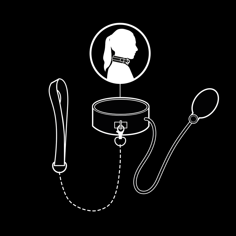 FETISH SUBMISSIVE BONDAGE - INFLATABLE STRANGLING COLLAR WITH CHAIN